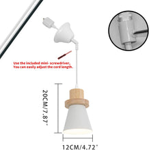 Load image into Gallery viewer, Slope Position Roof Track Light Wood Base White Metal Shade Adjusted Cord Vintage Pendant Lighting