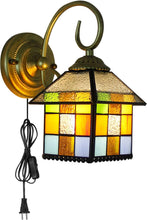 Load image into Gallery viewer, Wall lamp E26 1-Light Plug-in Bulb not Included Wall Sconce Glass Shade 6 Foot Black Cord
