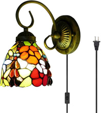 Load image into Gallery viewer, Wall lamp E26 1-Light Plug-in Bulb not Included Wall Sconce Glass Shade 6 Foot Black Cord