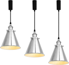 Load image into Gallery viewer, Adjusted Cable Track Lamp Silver Metal Cone Shade Modern Pendant Lighting for Kitchen