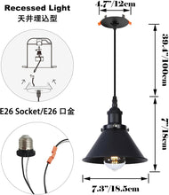 Load image into Gallery viewer, Recessed Mounted Pendant Light Industrial Style Adjustable Height Remote Control for Dining Room