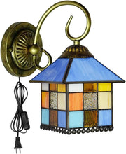 Load image into Gallery viewer, Wall lamp E26 1-Light Plug-in Bulb not Included Wall Sconce Glass Shade 6 Foot Black Cord