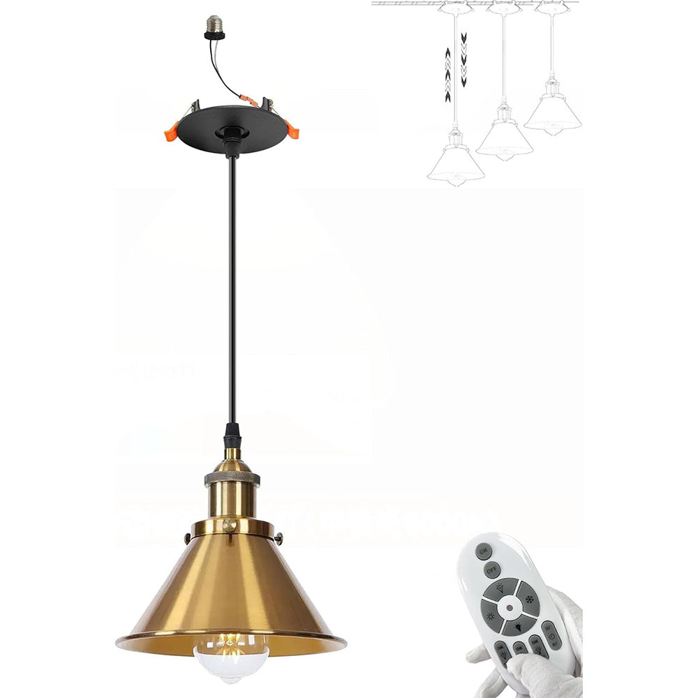Recessed Mounted Pendant Light Industrial Style Adjustable Height Remote Control for Dining Room