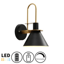 Load image into Gallery viewer, Battery Wireless Gooseneck Stem Black/White Wall Sconce Remote Dimmable