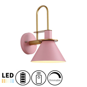 Battery Wireless Gooseneck Stem Pink/Yellow Wall Sconce Remote Dimmable