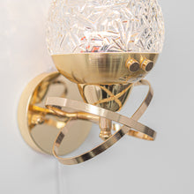 Load image into Gallery viewer, Yequandec Touch Switch Hook Type Dimmable USB Cable Wall Sconce Flow Rotating Light Luxury Design Brass Crystal Lampshade