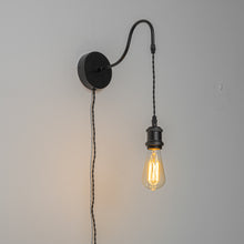 Load image into Gallery viewer, Corded Adjustable Dimmable Gooseneck Wall Sconce 5.9 Feet  Cable Black Metal Wall Lamp Vintage Design