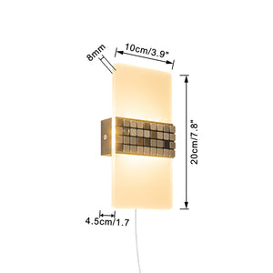White Acrylic with Colorful Mosaic Stone Handmade Corded Wall Sconce Modern Design For Bedside Store Office