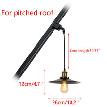 Load image into Gallery viewer, Sloped Position Track Light Fixture E26 Base 10&quot; Diameter Lampshade Hanging Lamp Inclined Roof