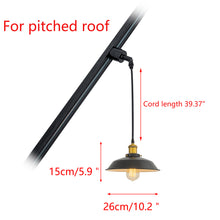 Load image into Gallery viewer, Black Metal Sloped Position Track Light Fixture E26 Base Modern Design Hanging Lamp Inclined Roof