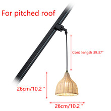 Load image into Gallery viewer, Sloped Position Track Light Fixture E26 Base Rattan Lampshade Vintage Design Hanging Lamp Inclined Roof