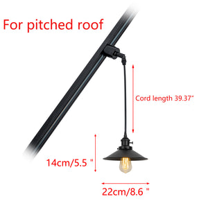 Black Cone Metal Sloped Position Track Light Fixture E26 Base Modern Design Hanging Lamp Inclined Roof