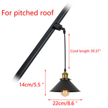 Load image into Gallery viewer, Sloped Position Track Light Fixture E26 Base Black Metal Vintage Design Hanging Lamp Inclined Roof