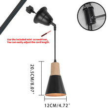 Load image into Gallery viewer, Sloped Position Track Light E26 Wooden Base Metal Shade Adjusted Retro Hanging Lamp Inclined Roof