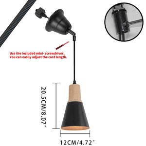 Sloped Position Track Light E26 Wooden Base Metal Shade Adjusted Retro Hanging Lamp Inclined Roof