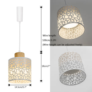 Dimmable Remote Control Wide Range Lighting Wood White Petal Pattern Shade Retro Track Light