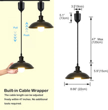 Load image into Gallery viewer, 3-Light Track Lighting Pendants Adjustable Height Vintage Decorative Fixture for Kitchen Restaurant
