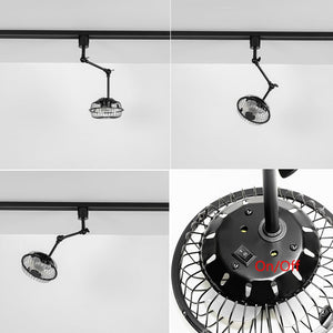 Track Mounted Ceiling Black Fan Adjustable Angle 16.1 Inches Height For Home Indoors Plants Growing