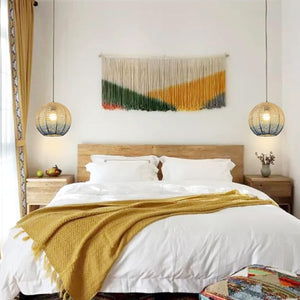 Ceiling Lamp Natural Lampshade No Wiring Needed Plug-in Hemp Rope Cord Dimmable For Modern Farmhouse