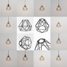 Load image into Gallery viewer, Matt Black Base with Metal Diamond Shape Hollow Shade Adjusted Cord Vintage Track Pendant Light
