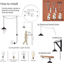 Load image into Gallery viewer, Ceiling Lamp Natural Lampshade No Wiring Needed Plug-in Hemp Rope Cord Dimmable For Modern Farmhouse