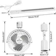 Load image into Gallery viewer, White Track Mount Mini Fan x1, Light x3, Track Rail With Timer Cord x1,  Simple For Plant Shelf Home