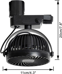 Track Mounted Black Ceiling Mini Fan With Button Switch Adjustable Angle For Home Kitchen Counter