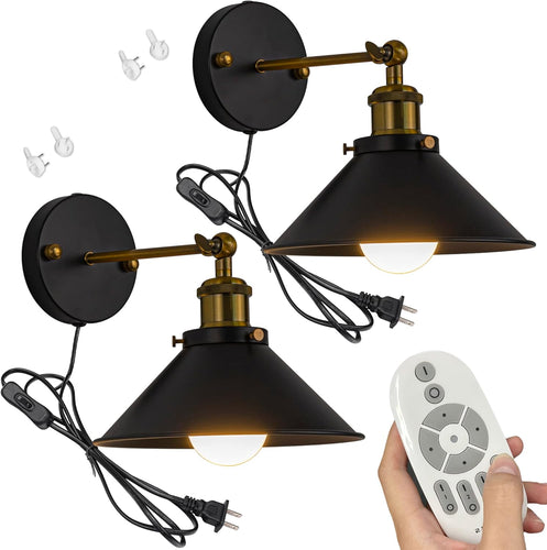 2-Lights Remote Control Lamp Macaron Metal Wall Sconce Adjustable Fixture with Stepless Dimming