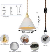 Load image into Gallery viewer, White Pendant Light Custom Wire Light Dimmer Switch Cord Modern Design for Kitchen Sink Bedroom