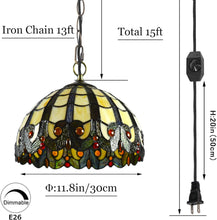 Load image into Gallery viewer, Hanging Pendant Light no Wiring Needed Butterfly Shape Baroque Style Colorful Chandelier Iron Cord
