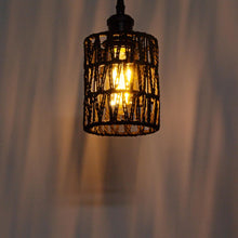 Load image into Gallery viewer, Black Twine Natural Rattan Wall Lamp Adjustable Plug-in Cord Dimmer Timer Plant Light for Bedroom