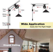 Load image into Gallery viewer, 1-Light Pulley Pendant Light Hanging Light Remote Control&amp; Dimming Ceiling Light for Bedroom Hallway