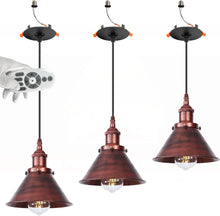 Load image into Gallery viewer, 3-Sets Recessed Pendant Light Industrial Style Adjustable Height Remote Control for Dining Room