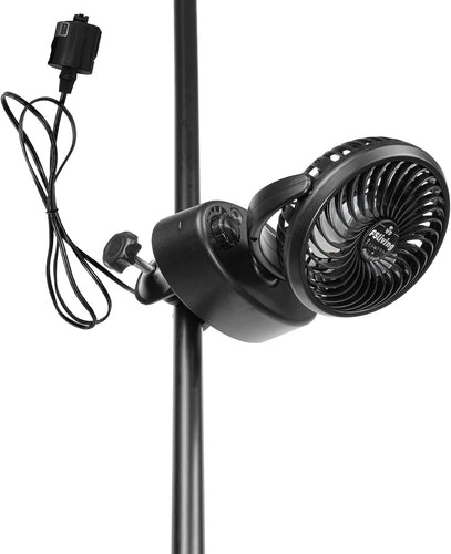 Clip-on Mini Fan Track Mounted Adjustable Wind Speed Auto Left/Right Rotation For Plant Growing