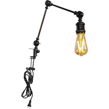 Load image into Gallery viewer, Multi-Colors Industrial Clip-on Desk Lamp Iron Nightstand Lamp with Flexible Arm 8.2Ft Plug In Cord
