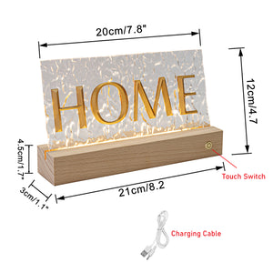 Rechargeable Battery Touch Switch LED Welcome Board Lighting Store Sign Light Natural Wood