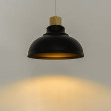 Load image into Gallery viewer, Black Metal Lampshade E26 Wood Base Retro Track Light 3.2 Ft Adjusted Height Freely