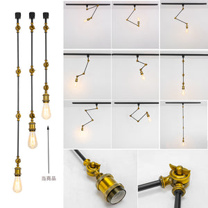 Adjustable Angle Direction Black Metal Track Lamp E26 Gold Mini Base Vintage Design Lighting