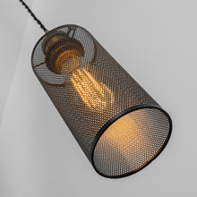 Load image into Gallery viewer, Mesh Cylindrical Lampshade Sloped Position Track Light Fixture E26 Base Vintage Design Hanging Lamp Inclined Roof