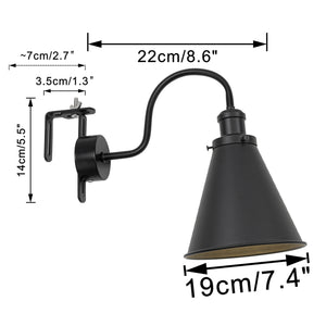 Vintage Design Bedside Lamp Rechargeable Battery Remote Timer Dimming Bulb Gooseneck Stem Black