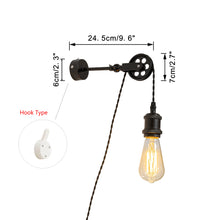 Load image into Gallery viewer, 9.8Ft Dimmable Switch Corded Adjustable Wall Sconce Retro Black Metal Wall Lamp for Kitchen Stairs Corners