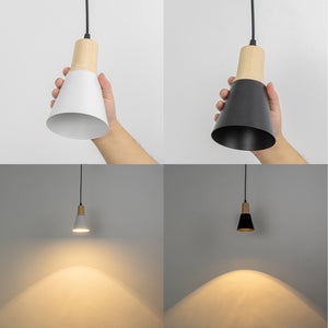 Sloped Position Track Light E26 Wooden Base Metal Shade Adjusted Retro Hanging Lamp Inclined Roof