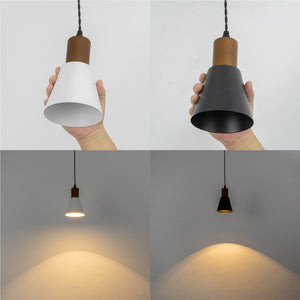 Sloped Position Track Light E26 Walnut Base Metal Shade Adjusted Retro Hanging Lamp Inclined Roof