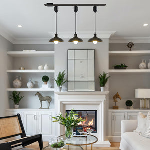 3-Light Track Lighting Pendants Adjustable Height Vintage Decorative Fixture for Kitchen Restaurant