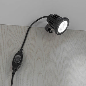 Black Waterproof Clip-On Wall Light 10W White Light Outdoor Spotlight 5.9ft Button Switch Plug Cord