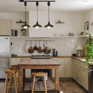 3-Light Track Lighting Pendants Adjustable Height Vintage Decorative Fixture for Kitchen Restaurant