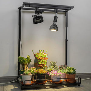 1 Track Rail, 2 Track Lights No Bulb, 2 Track Mini Fans Easy Installation Black Plant Growing Kit