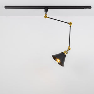 Adjustable Angle Direction Track Lamp E26 Base Vintage Copper With Black Shade Clashing Colors Metal Tracking Light