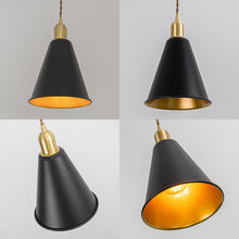 Load image into Gallery viewer, Track Mount Lighting Black Outer Gold Inner Shade Brass Base Pendant Kitchen Island Light