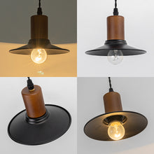 Load image into Gallery viewer, Ceiling Spotlight Remodel Walnut Base Black Shade Hanging Light Conversion Kit For E26 Ceiling Lamp
